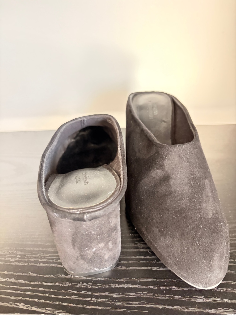 Urban Outfitters Black Suede Slip-On Mules